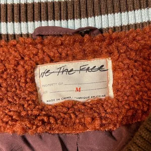 Free People Sweet Varsity Cardigan Teddy Fleece Jacket Size Medium thumbnail 7