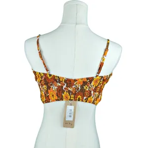 Her Pony Margaux Tie Front Mini Crop Orange Flower Power Bralette thumbnail 3