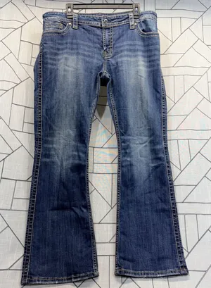 Stetson Bootcut Jeans Size 18‎ Regular Blue Denim Embroidered Pockets Western thumbnail 1