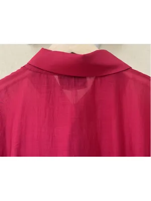 Tuckernuck Raspberry Organza Delaney Dress M Puff Sleeves Collar Wedding Guest thumbnail 8