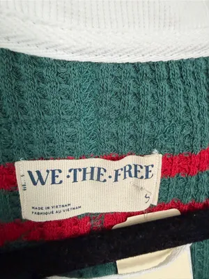 Free People Travis Polo Tee Striped Forest NWT Small thumbnail 7