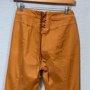 Free People We The Free Just Float On Flare Jeans Rust Orange Lace Up Back 27 thumbnail 6