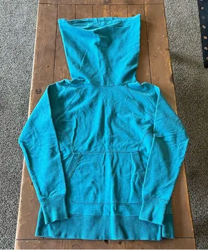 L.L.Bean cowl neck pullover sweatshirt relaxed hood thumbhole cuffs thumbnail 1