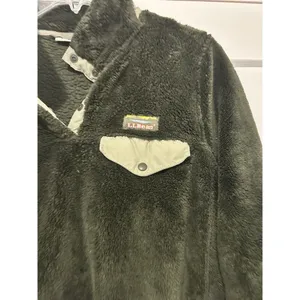 LL Bean High Pile Fleece Fuzzy Pullover Women’s Medium 1/4 Snap Green Jacket thumbnail 2