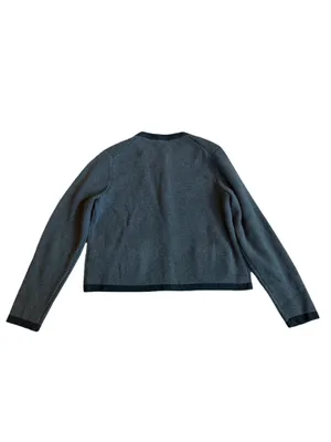 Quince Charcoal Black Colorblock Cardigan Sweater Collarless Cardi Large Women's thumbnail 7