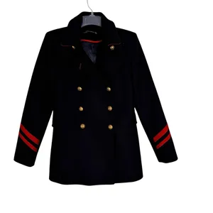 Zara Navy Military Style Double Breasted Coat Size S thumbnail 4