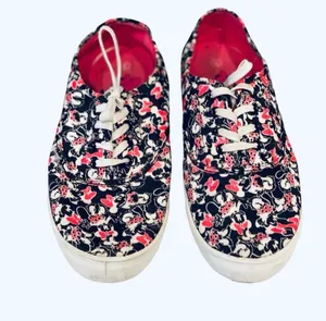 Disney Minnie Mouse Sneakers Shoes Black Pink White 9 Bow Keds Casual Mickey thumbnail 1