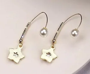 Crystal Star Pearl Drop Earrings thumbnail 3
