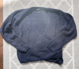 Forever 21 Blue Wrap Crossover Knit Jumper Sweater thumbnail 3
