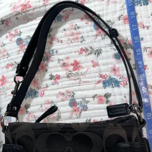 Vintage Coach Sateen Monogram and Leather/Silver Chain Shoulder/Crossbody Bag thumbnail 12
