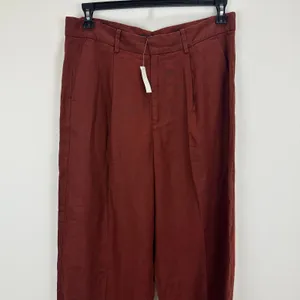 Madewell Slouchy Straight Pants in 100% Linen Henna Brown Relaxed US 10 NWT thumbnail 8