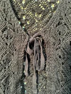 Pretty Little Thing Women's Sz Medium Tie Front Crochet Vest Black Festival Boho thumbnail 4