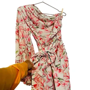 BRONX AND BANCO Layla Floral Pink White One Shoulder Silk Bow Mini Dress Size S thumbnail 11