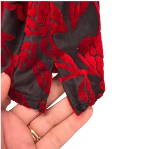 Cato 90s Womens Top Small Whimsigoth ‎ Goth Red Dark Romantic Velvet Burnout thumbnail 6