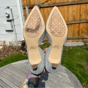 Jewel Badgley Mischka Dotty Glitter D'orsay Kitten‎ Heel size 5 Silver winter thumbnail 10