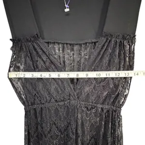Sin Clarity Sheer Lace Duster Black Maxi Overlay Gothic Festival Whimsygoth Sz S thumbnail 7