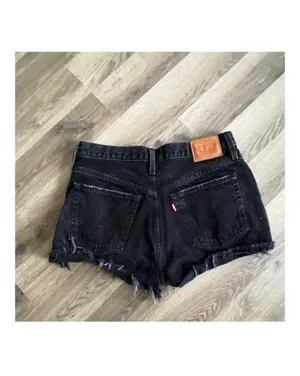 Levi’s 501 Black Denim Shorts Cut-Off thumbnail 5