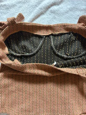 Free People Rust Brown Textured Tie-Shoulder Bustier Tank XS thumbnail 6