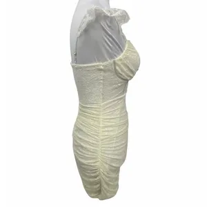 Windsor Lace Mini Dress Medium Cream Ruched Bodycon Bustier Coquette Romantic thumbnail 5