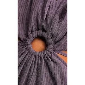 Lulus Dusty Purple Plisse‎ O-Ring Cutout Maxi Dress Womens Medium Smocked Back thumbnail 5