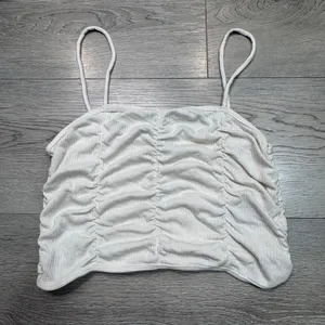 Urban Outfitters Womens Ruched Ribbed Cami Tank Top Cream‎ Large L thumbnail 1