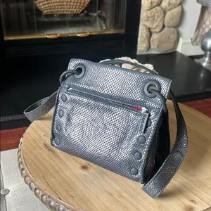 Hammitt Tony Smallolivine Snakeskin Leather Crossbody Blue Haze thumbnail 3