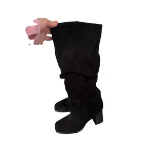 Nine West Domaey Black Suede Slouchy Square Toe Block Heel Boots Womens‎ 9M thumbnail 4