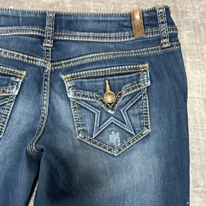 Peoples Liberation Bootcut Jeans Womens 3/4 (30X32) Low Rise Star Flap Pocket thumbnail 6
