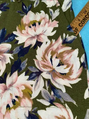 STARS ABOVE floral pajama pant tassel drawstrings 2 pockets olive green size L thumbnail 11