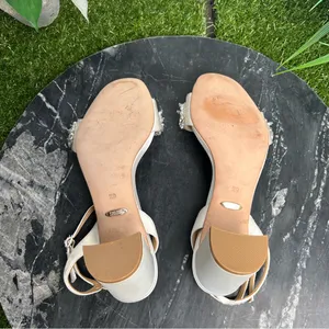 Badgley Mischka White Jeweled Block Heel Sandals thumbnail 15