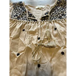 Umgee Long Sleeve Tie Neck Tassel Tunic Top‎ Mini Dress Size Medium Boho Peasant thumbnail 9