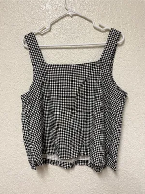 NWT A NEW DAY Classic Black & White Gingham Square Neck Tank Top Size Large thumbnail 5