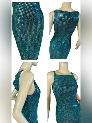 Vintage 1990'S All That Jazz Teal/Aqua Sequin Mesh Formal Dress (5/6) thumbnail 8