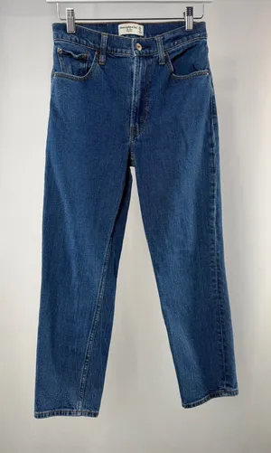 Abercrombie‎ & Fitch The Mom High Rise Jeans in Blue Denim Size 25 or 0 Short thumbnail 1