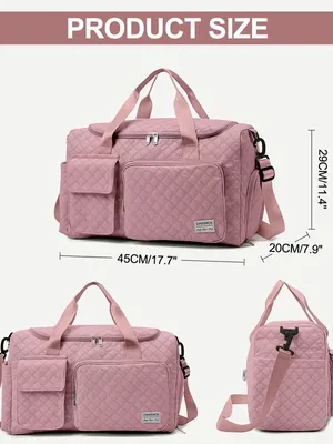 Quilted Pink Travel Duffel Bag Women's Carryall W thumbnail 3