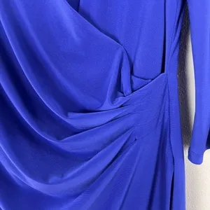 Lauren Ralph Lauren Dress 14 Purple‎ Faux Wrap Ruched Flattering Draped Classic thumbnail 4