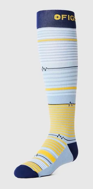 FIGS Ready When You Are a Gray, White & Yellow Striped Compression Socks thumbnail 1