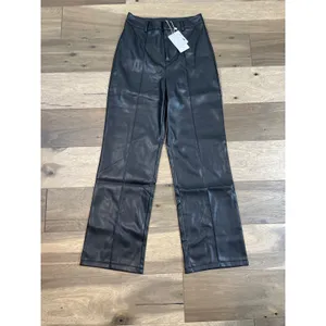 Commense Pants Size S Black High Waist Faux Leather Straight Leg Stretch NWT thumbnail 2