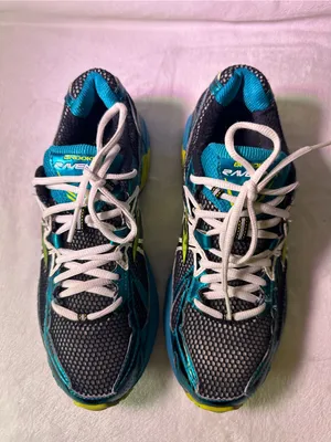Brooks Women's Teal Black White Running Sneakers with Lime Accent thumbnail 4