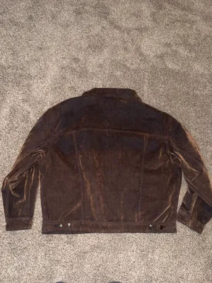 Wild Fable Brown Flocked Denim Trucker Jacket Size Medium thumbnail 8