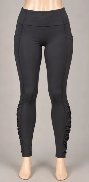 Lululemon Black Ruched Leggings Size 10 29” Inseam Side Pockets thumbnail 1