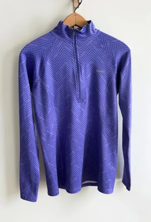 Reebok Womens Purple Chevron Quarter Zip Long Sleeve Athletic‎ Pullover Size M thumbnail 1