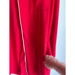 Red Button Front Nightgown Women's Medium Soft Pajama Sleep Shirt Pockets thumbnail 6