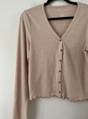 American Eagle Soft & Sexy Plush Button Front Y2K Cardigan Sweater Size Large thumbnail 3