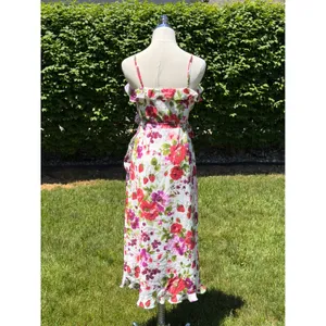 NEW Abercrombie Strawberry Floral‎ Ruffle Wrap Midi Autumn Wedding Guest Dress thumbnail 6