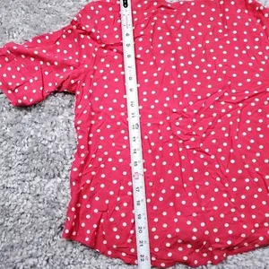 Abercrombie Tie Front Polka Dot Red White Cropped Shirt Top Short Sleeve Small thumbnail 9