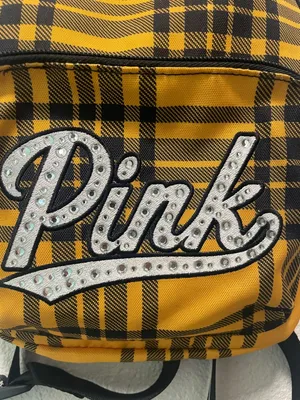 PINK Plaid Mini Backpack - Yellow & Black thumbnail 2