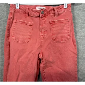 Risen Jeans Womens 9/29 Coral Pink Flare Denim Pants Stretch‎ Casual thumbnail 3
