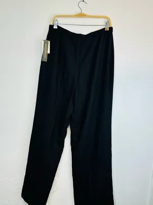 Maggy London Black Pinstripe Wide-Leg Pants thumbnail 3