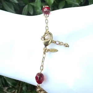 Avon Red Crystal Gold tone cross charm Bracelet thumbnail 3